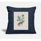 Rabit With Beautiful Flowers Navy Pillow